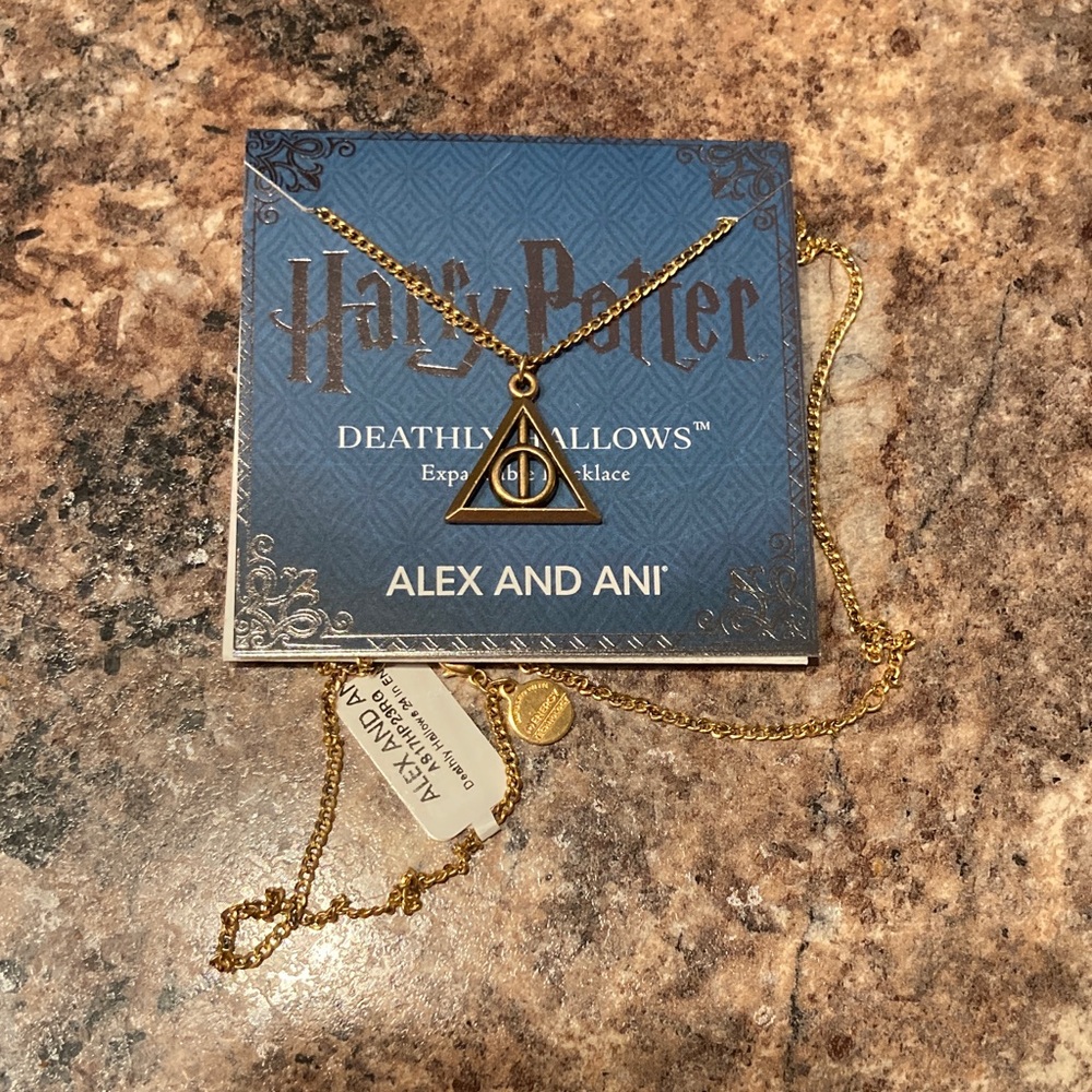 Alex and Ani Gold Deathly Hallows Triangle Pendant Necklace